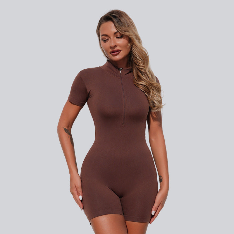 Zip-Up Running & Yoga Shortsuit