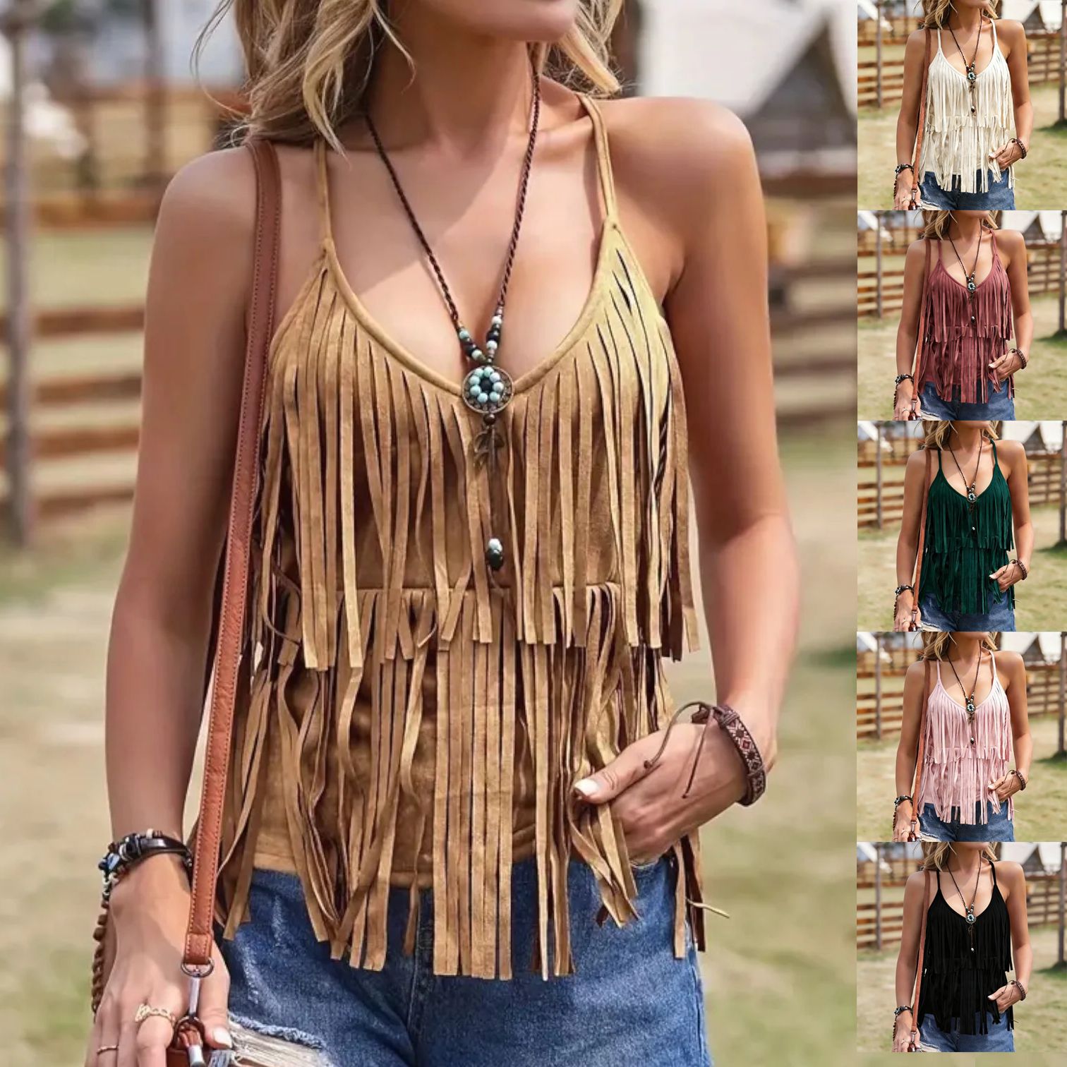 Sassy Western-Style Spaghetti-Strap Tank Top