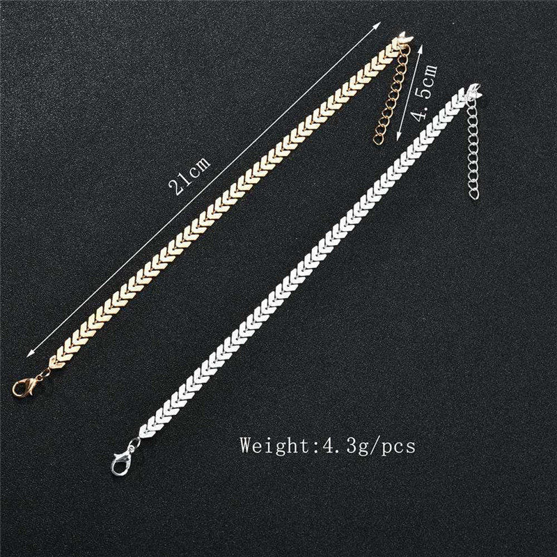 Double Layer Fishbone Chain Anklet