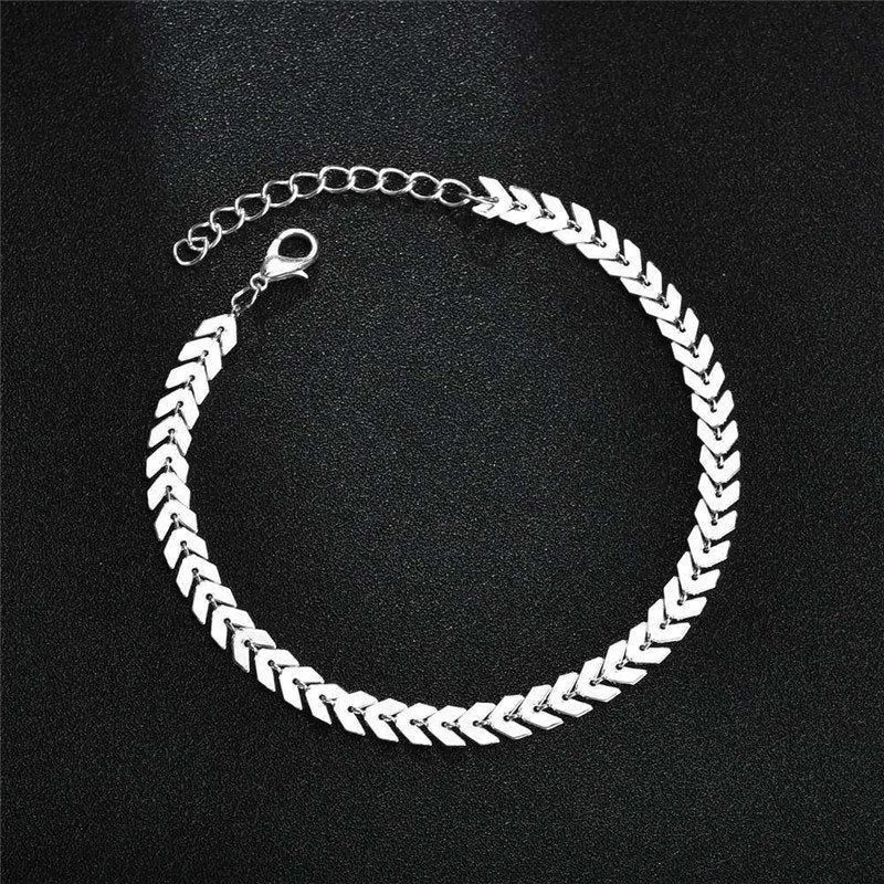 Double Layer Fishbone Chain Anklet