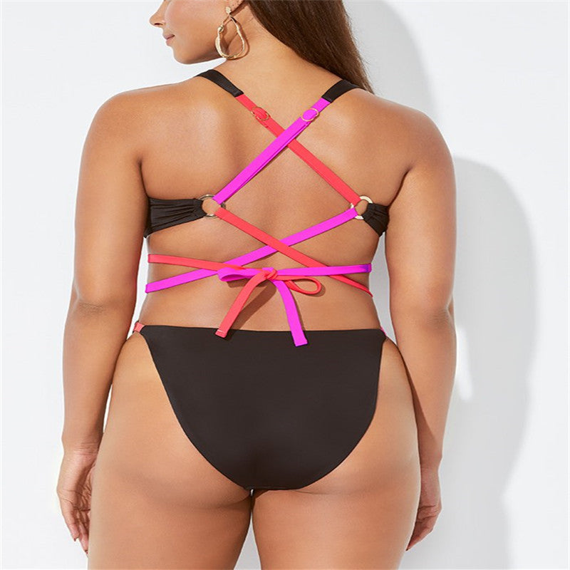Plus Size Cut-Out Lace-Up Swimsuit