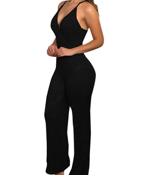 Sequined V-neck Jumpsuit With Spaghetti Straps