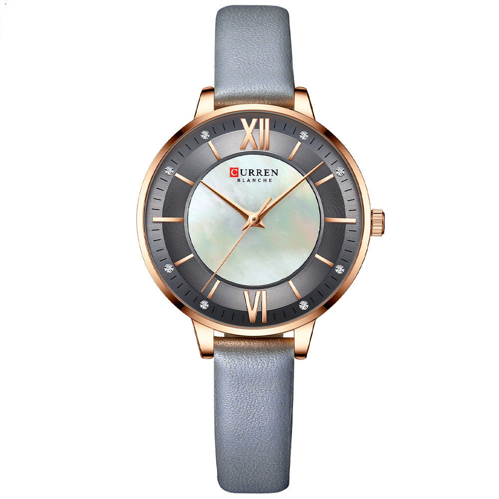 Women's Rose Gold Quartz Watch with Leather Strap