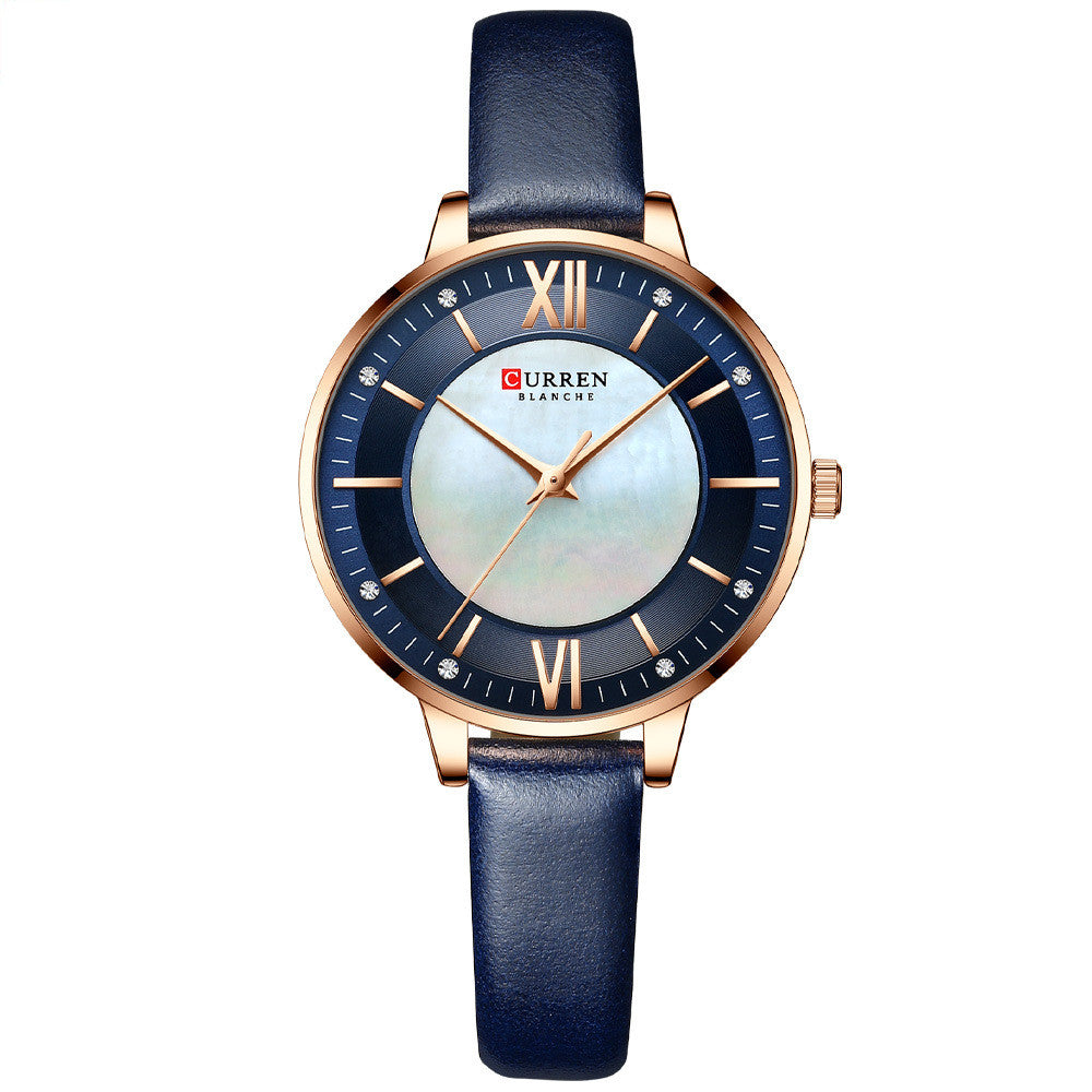 Women's Rose Gold Quartz Watch with Leather Strap