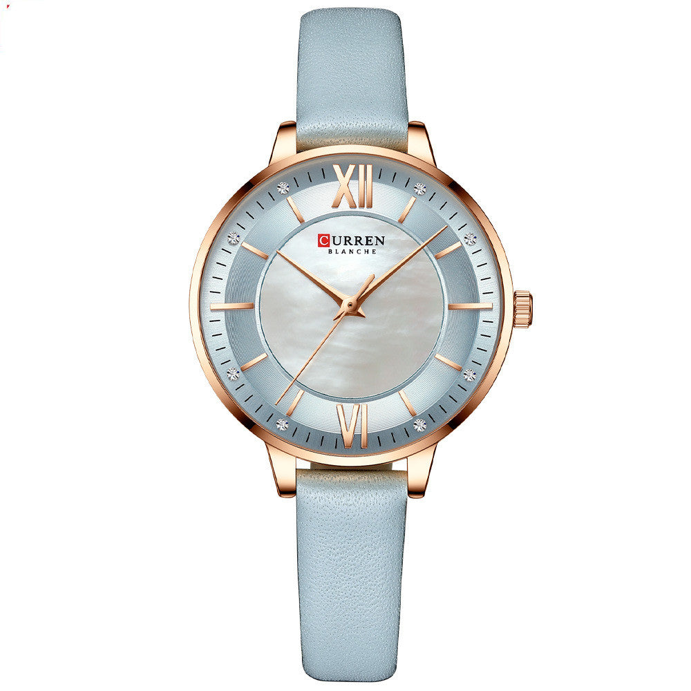 Women's Rose Gold Quartz Watch with Leather Strap