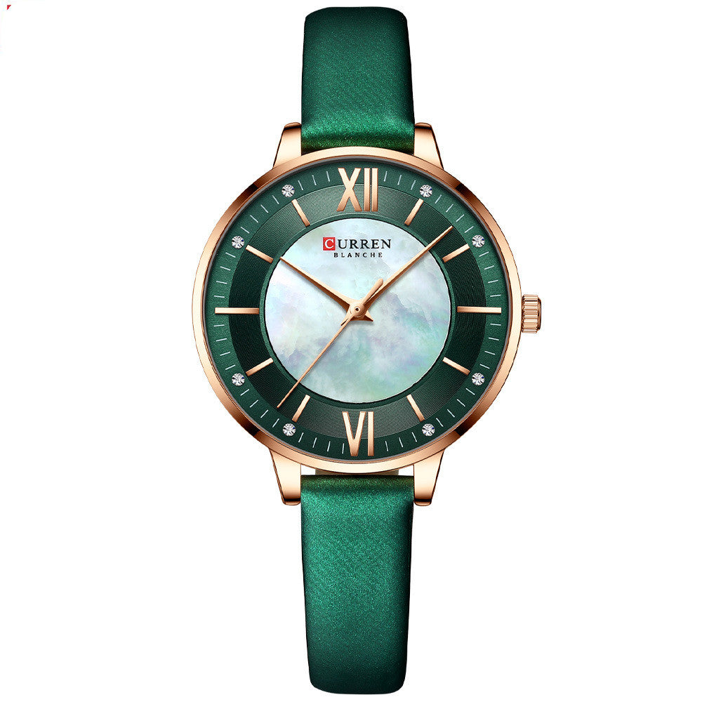Women's Rose Gold Quartz Watch with Leather Strap