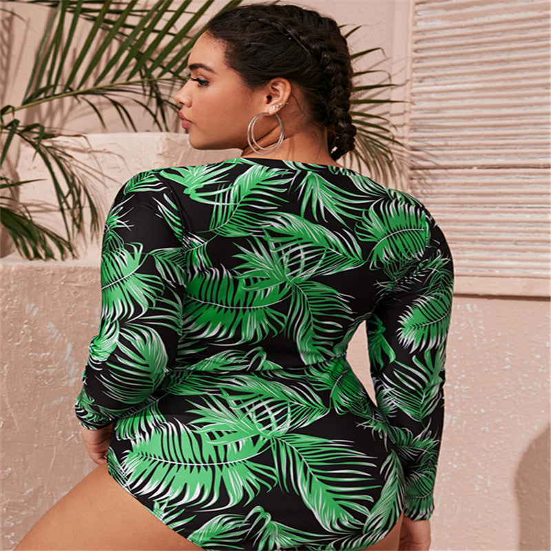 Long-Sleeve Zippered One-Piece Swimsuit