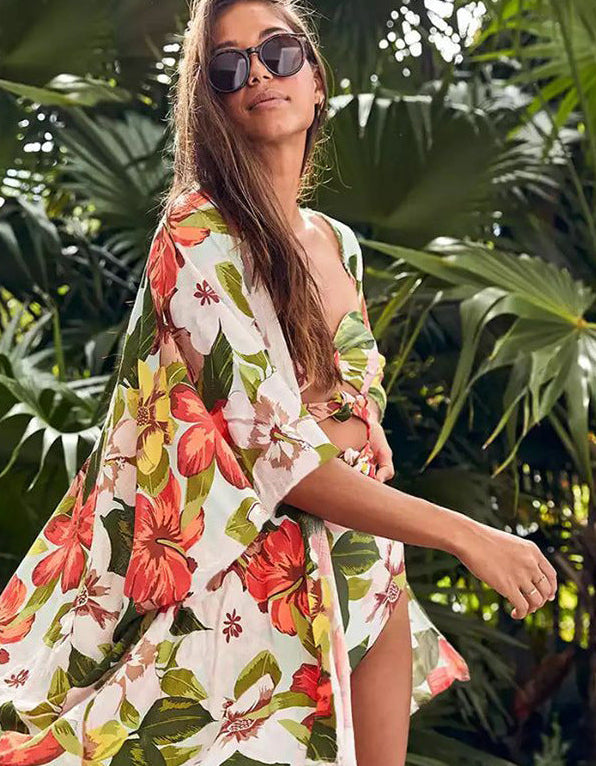 Sun Protection Printed Swimsuit Set