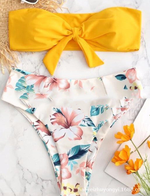 High-Waist Tube Top Bikini