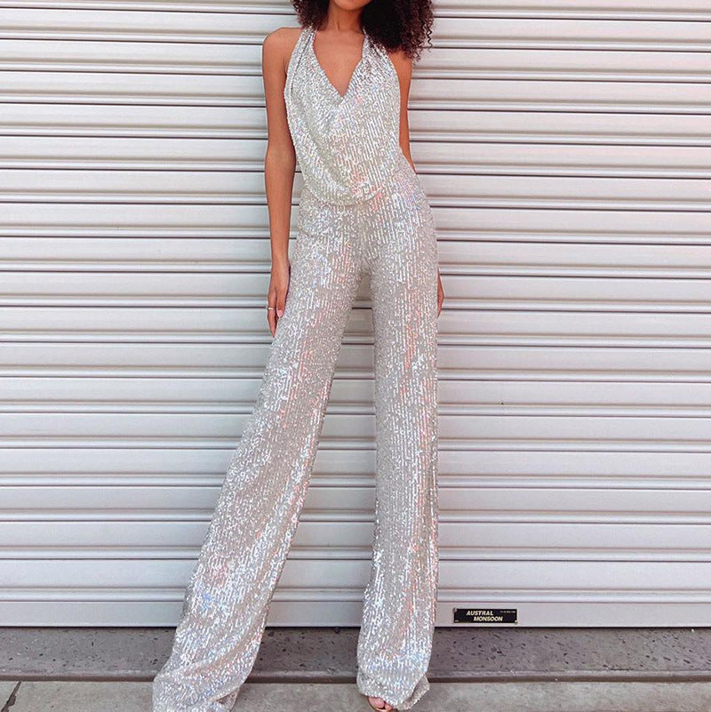 Sequin Backless Jumpsuit