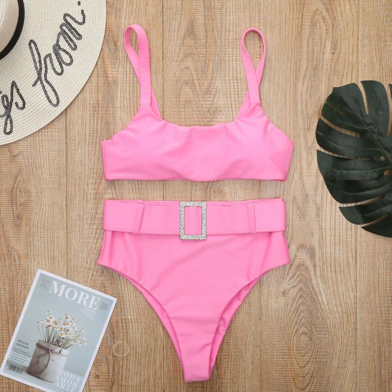 High-Waist Rhinestone Two-Piece Bikini Set