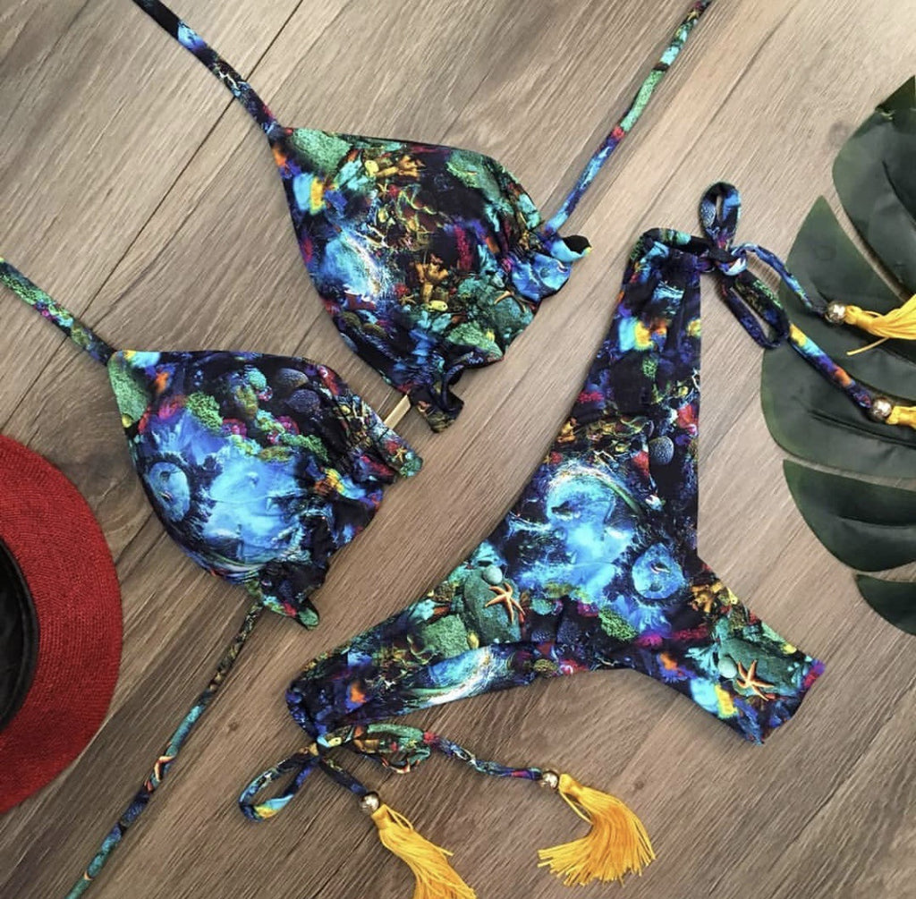 Printed Tassel Bikini