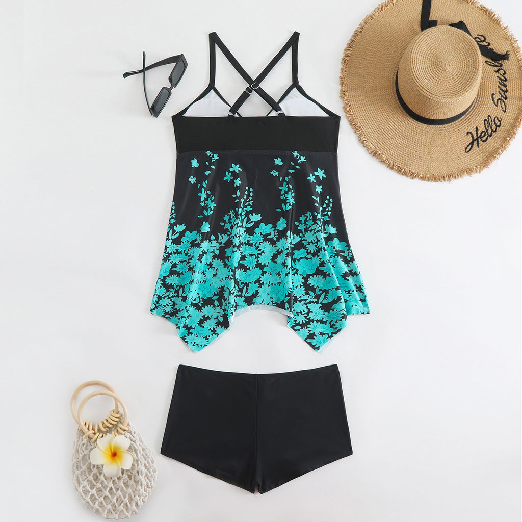 Colorful Print Plus Size Two-Piece Swimsuit