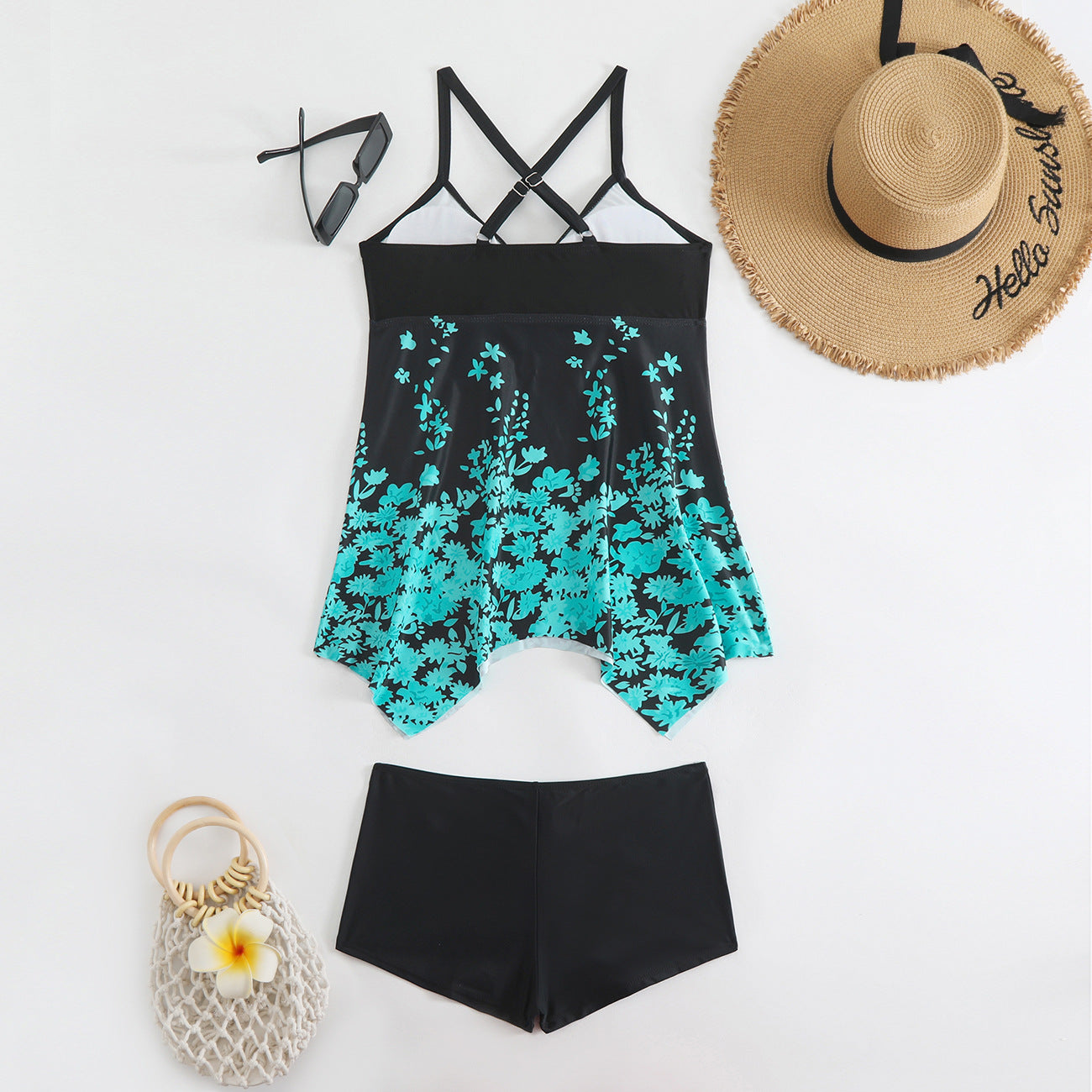 Colorful Print Plus Size Two-Piece Swimsuit