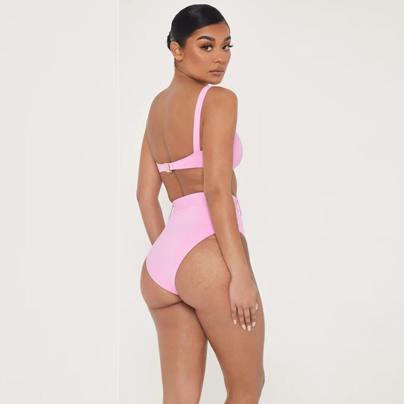 High-Waist Rhinestone Two-Piece Bikini Set