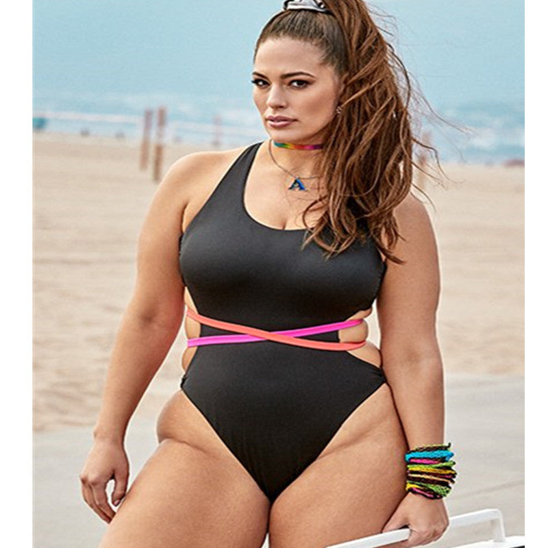 Plus Size Cut-Out Lace-Up Swimsuit