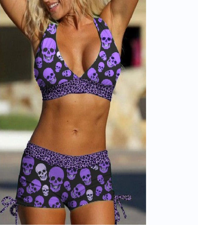 Skull Print Two-Piece Swimsuit