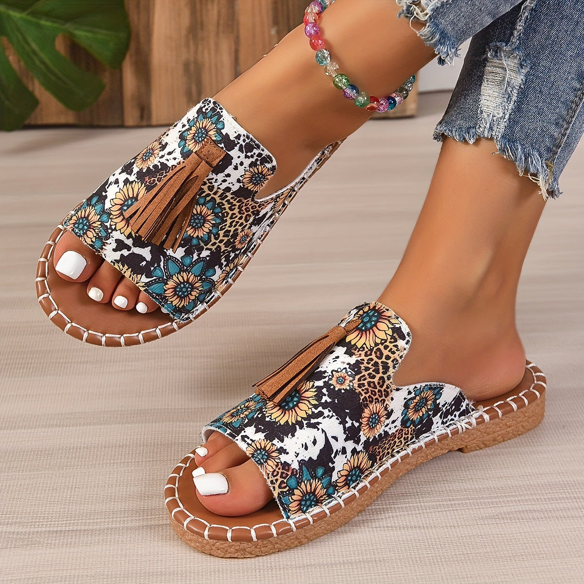 Embellished Flat Roman Sandals