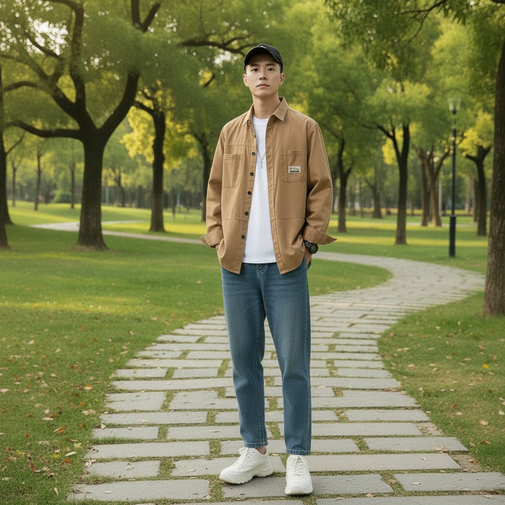 Loose Fit Cotton Long Sleeve Shirt