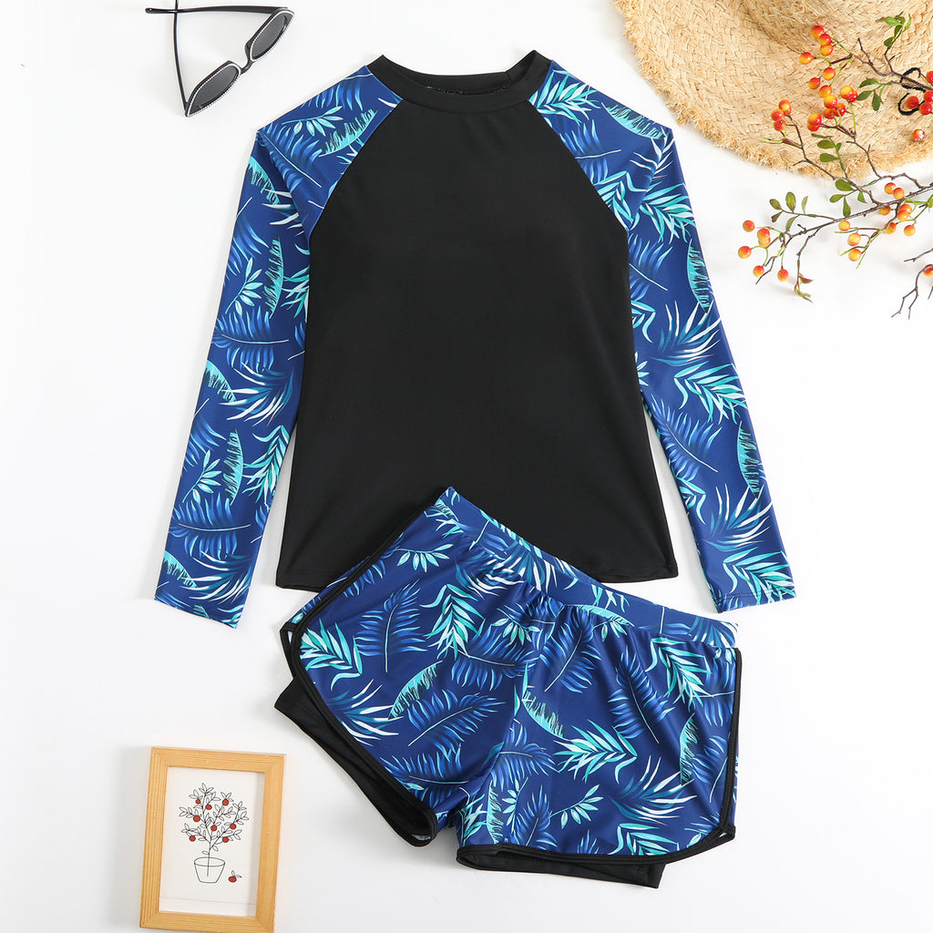 Printed Long Sleeve Tankini Set
