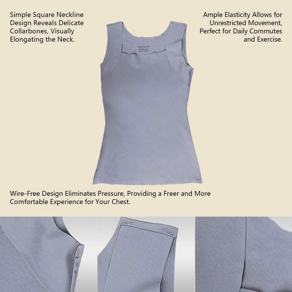 Square-Neck Padded Bust Tank Top