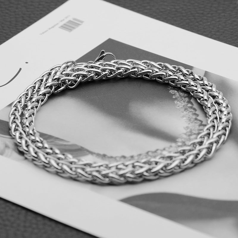 Men's Silver Titanium Steel Chain Necklace