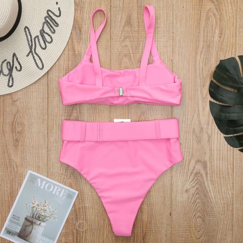 High-Waist Rhinestone Two-Piece Bikini Set