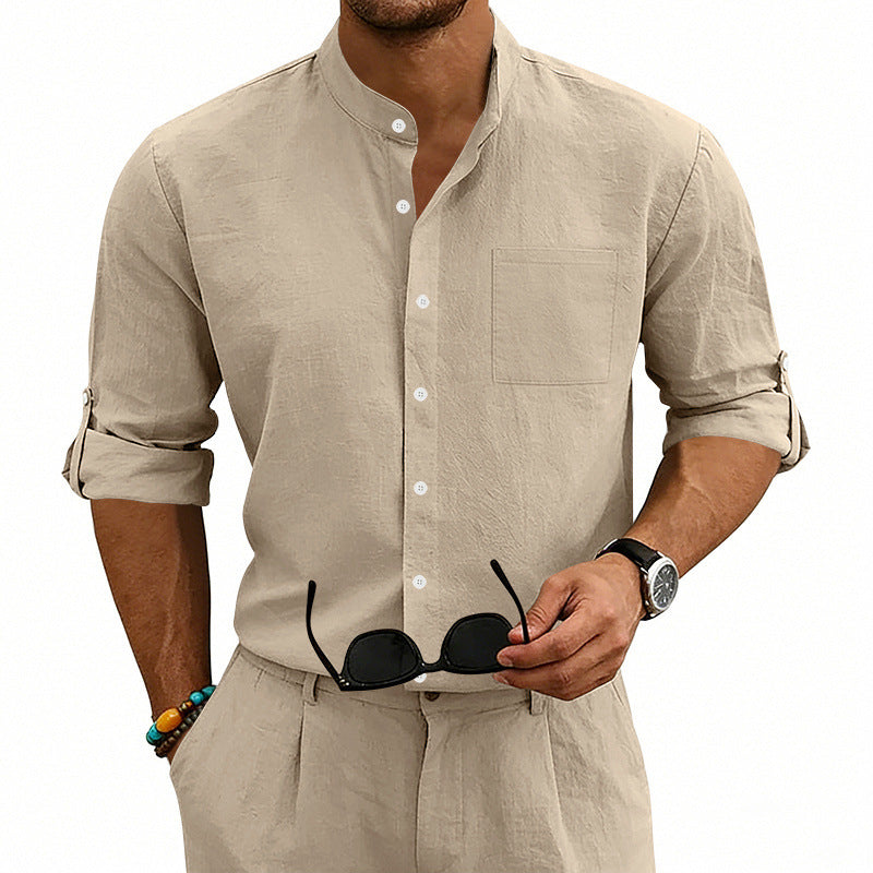 Linen Blend Long Sleeve Shirt