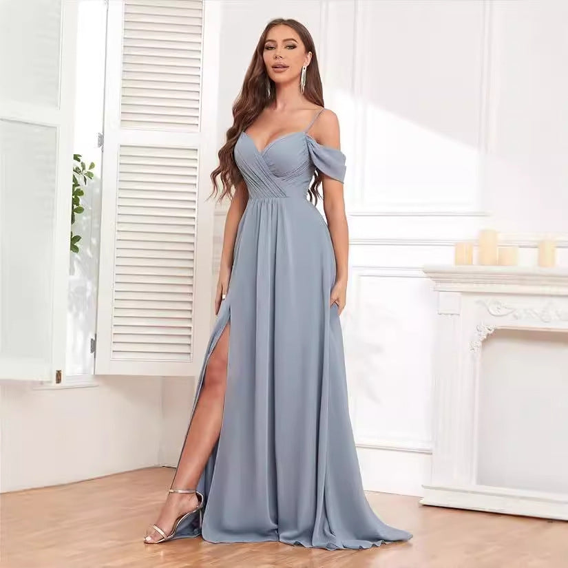 Off-the-shoulder Flowy Bridesmaid Dress