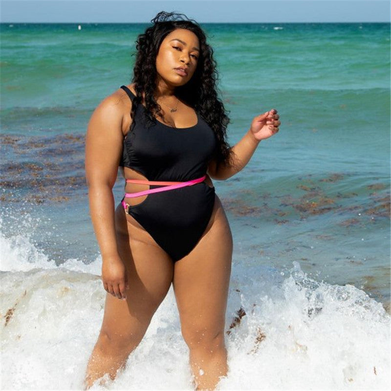 Plus Size Cut-Out Lace-Up Swimsuit