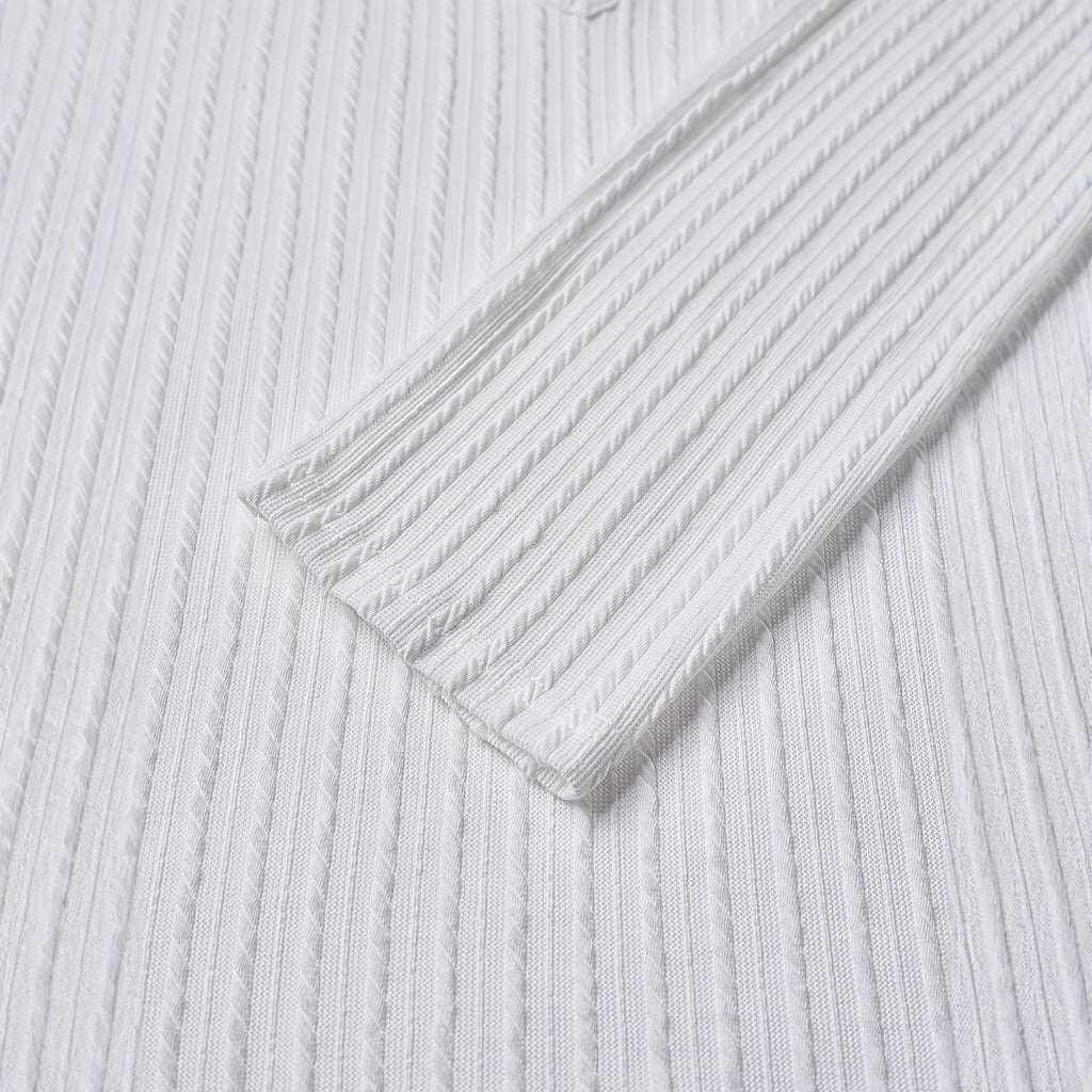 Slim Fit Textured Button Sweater