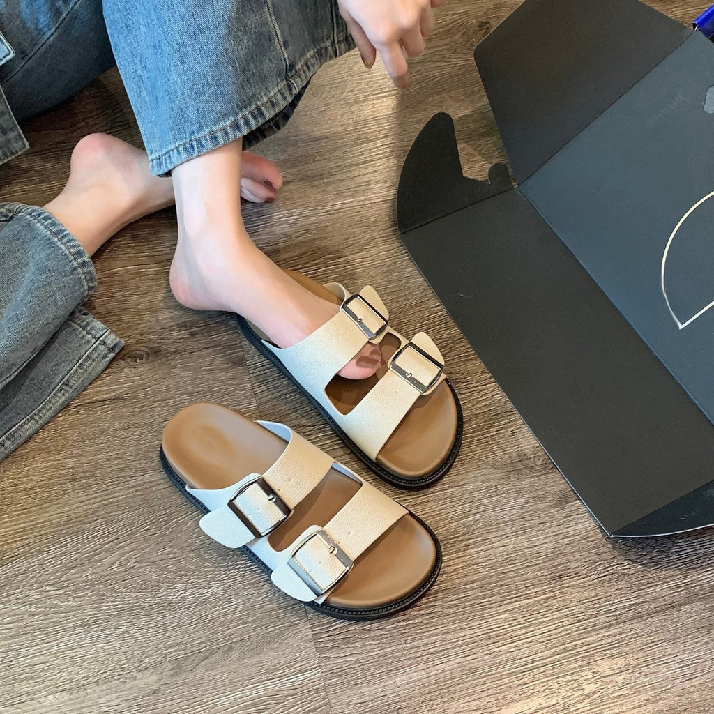 Buckle Strap Microfiber Sandal