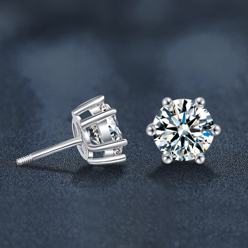 Moissanite Six-Prong Stud Earrings