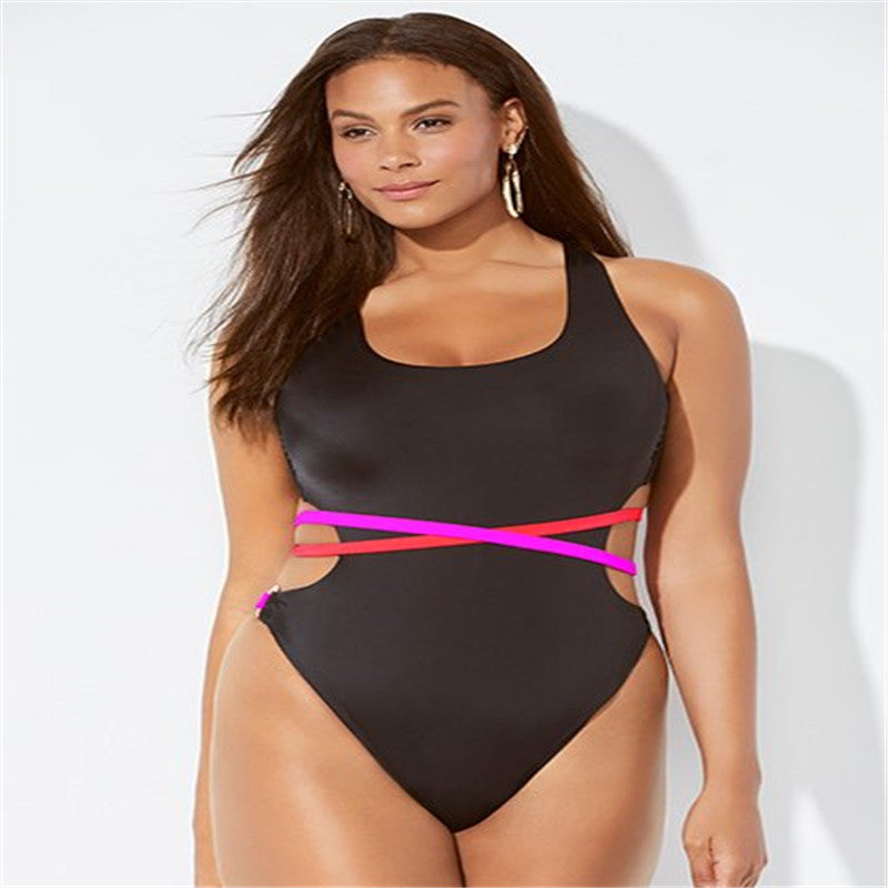 Plus Size Cut-Out Lace-Up Swimsuit