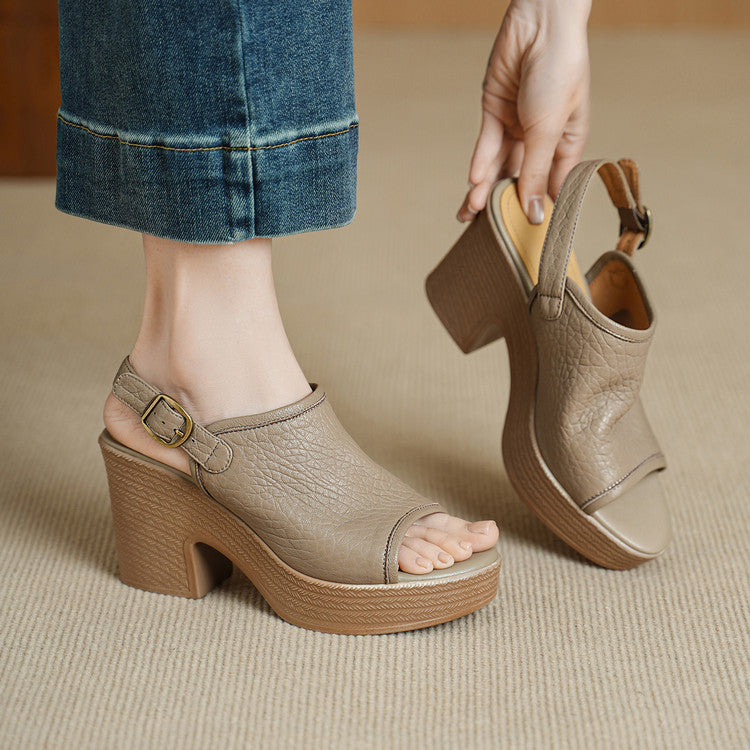 Thick Soled Sheepskin Sandals