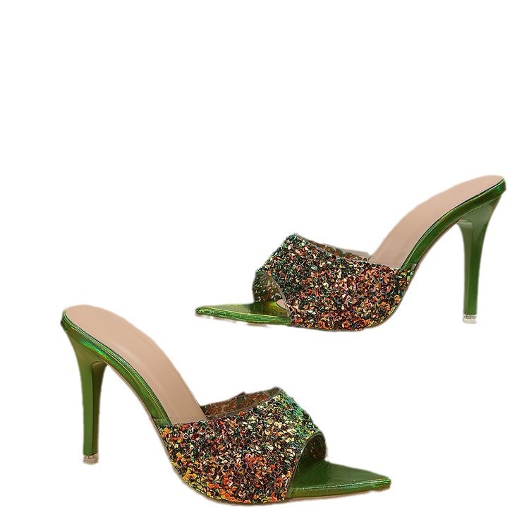 Sequin Pointed-Toe High Heel