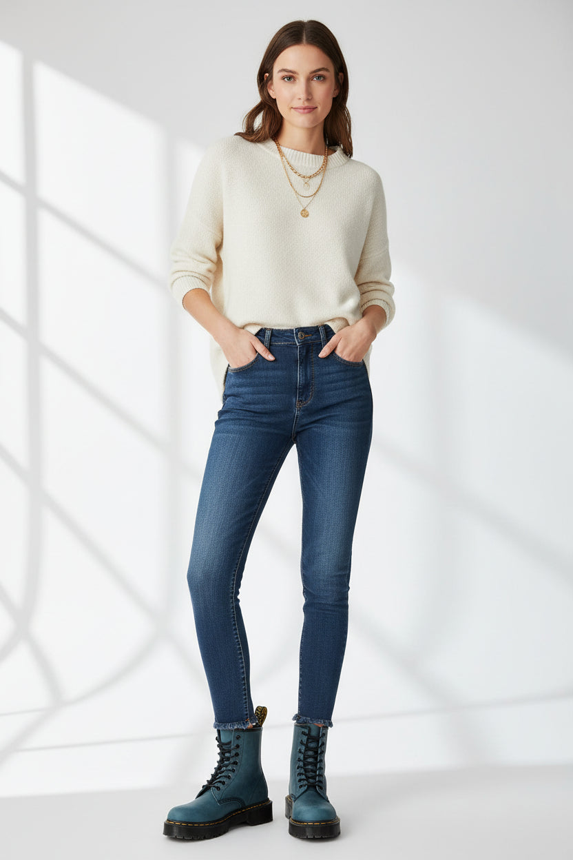 Full-Grain Leather Lace-Up Block Heel Boots