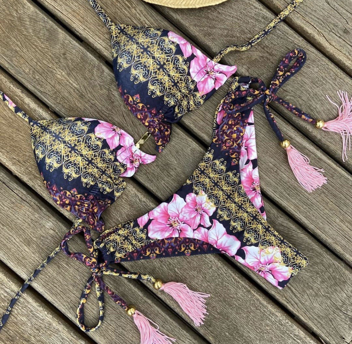 Printed Tassel Bikini