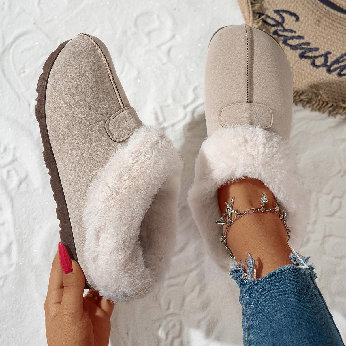 Velvet Lined Warm Cotton Slip-ons
