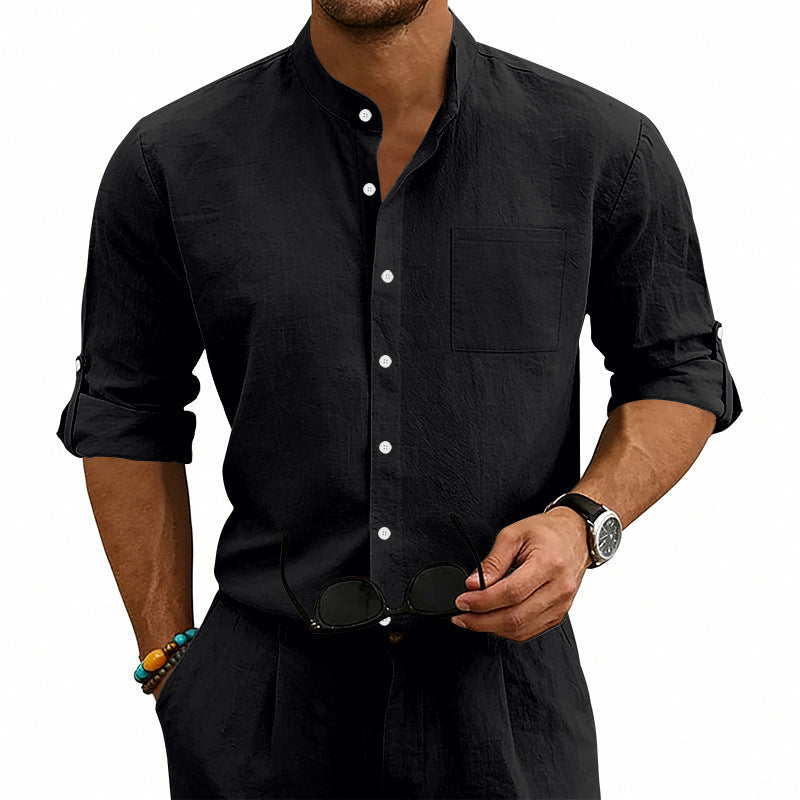 Linen Blend Long Sleeve Shirt