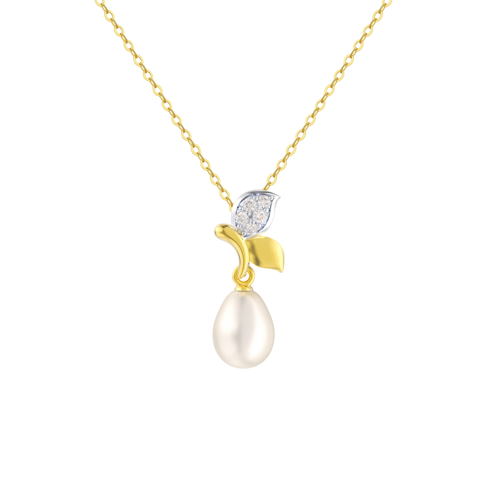Sterling Silver Floral Pearl Drop Necklace