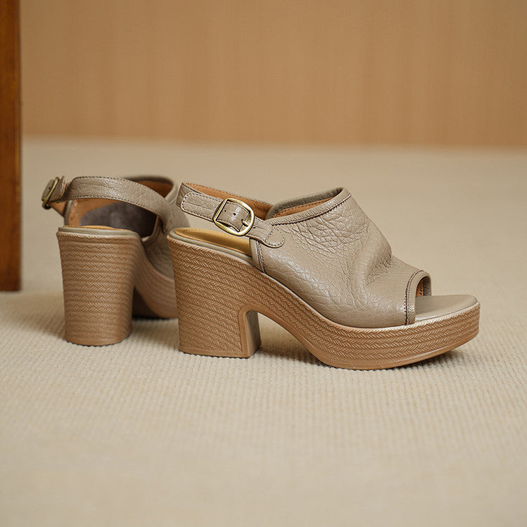 Thick Soled Sheepskin Sandals