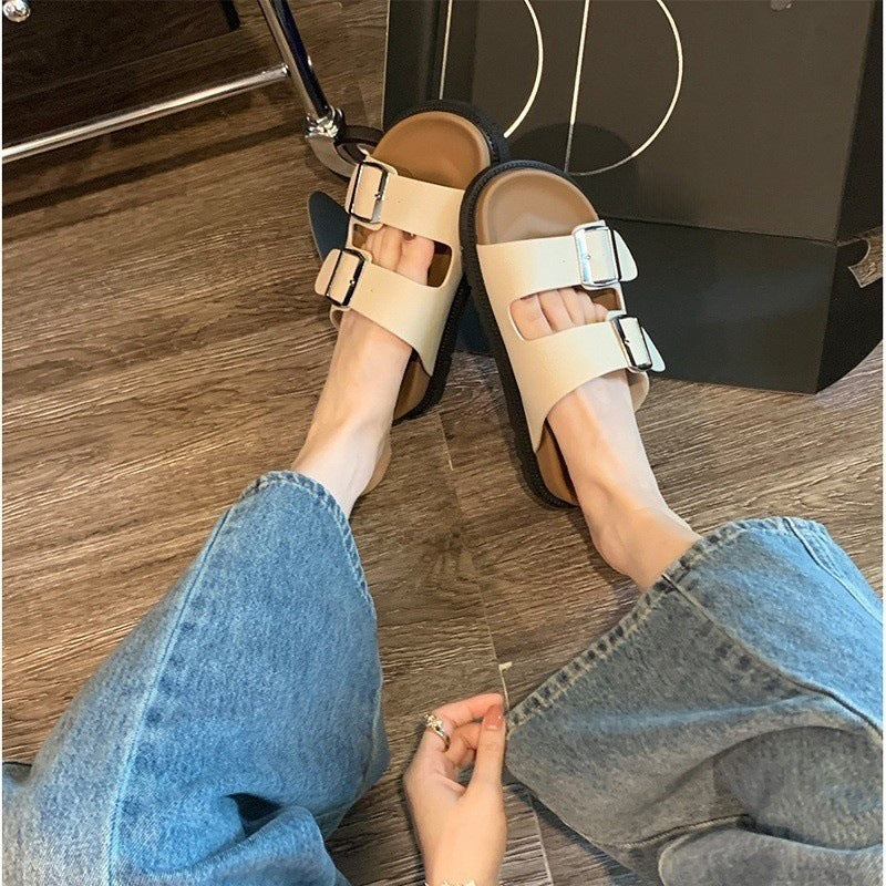 Buckle Strap Microfiber Sandal