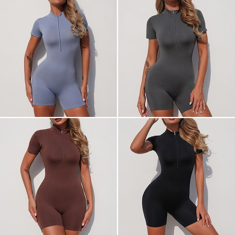 Zip-Up Running & Yoga Shortsuit