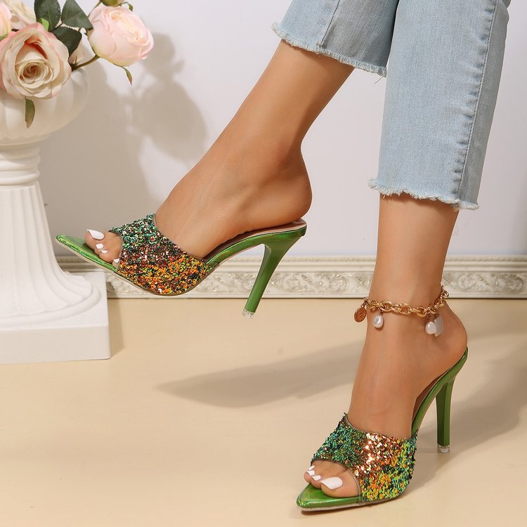 Sequin Pointed-Toe High Heel