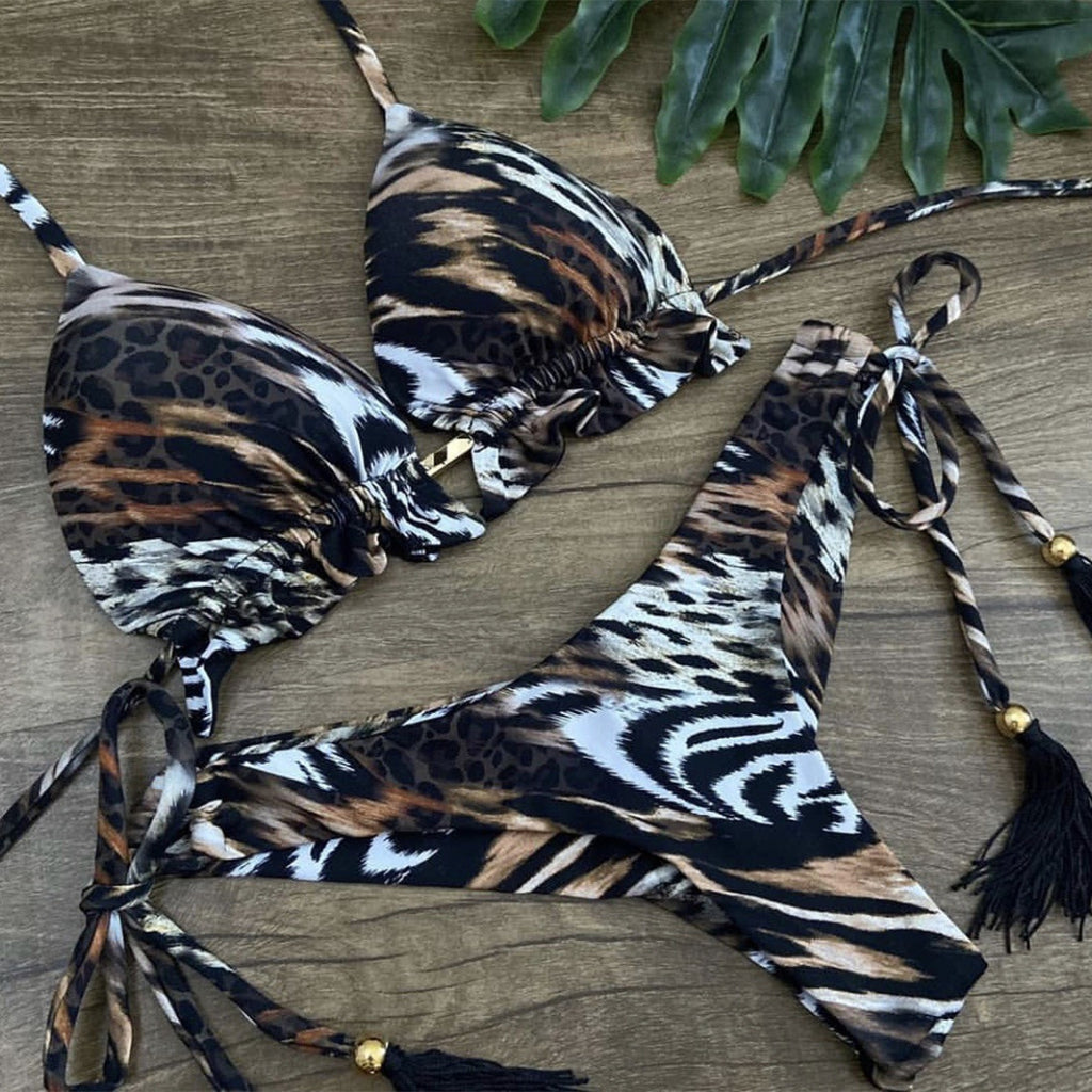 Printed Tassel Bikini