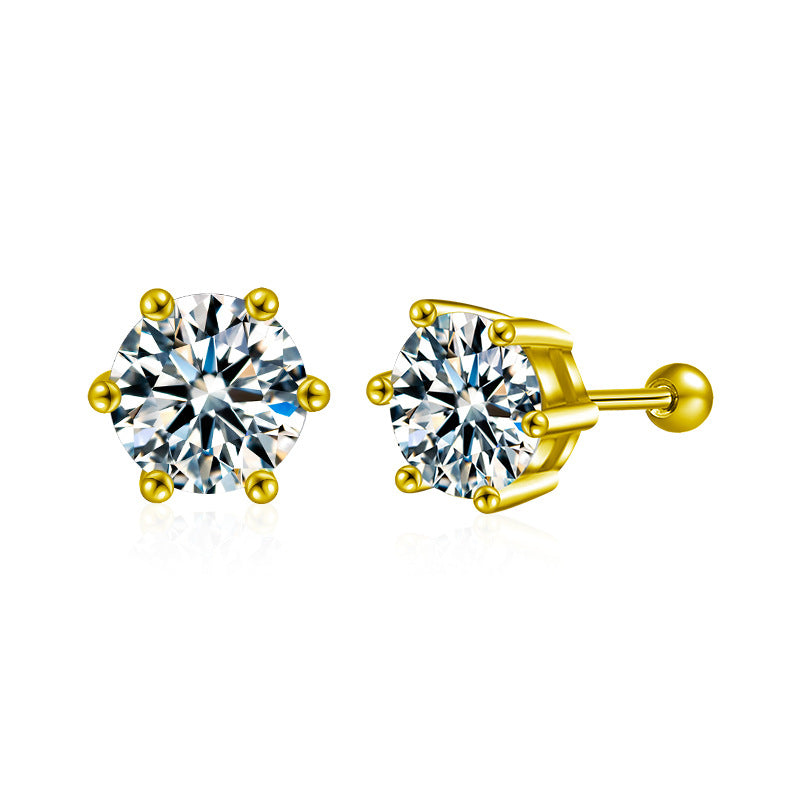 Moissanite Six-Prong Stud Earrings