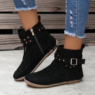 Fleece-Lined Flat Sole Tassel Footwear