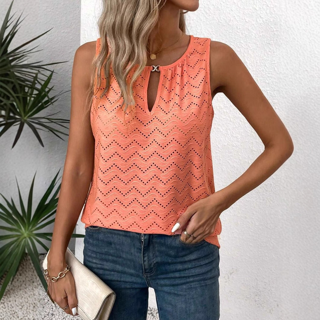 Sleeveless Hollow-Out Top