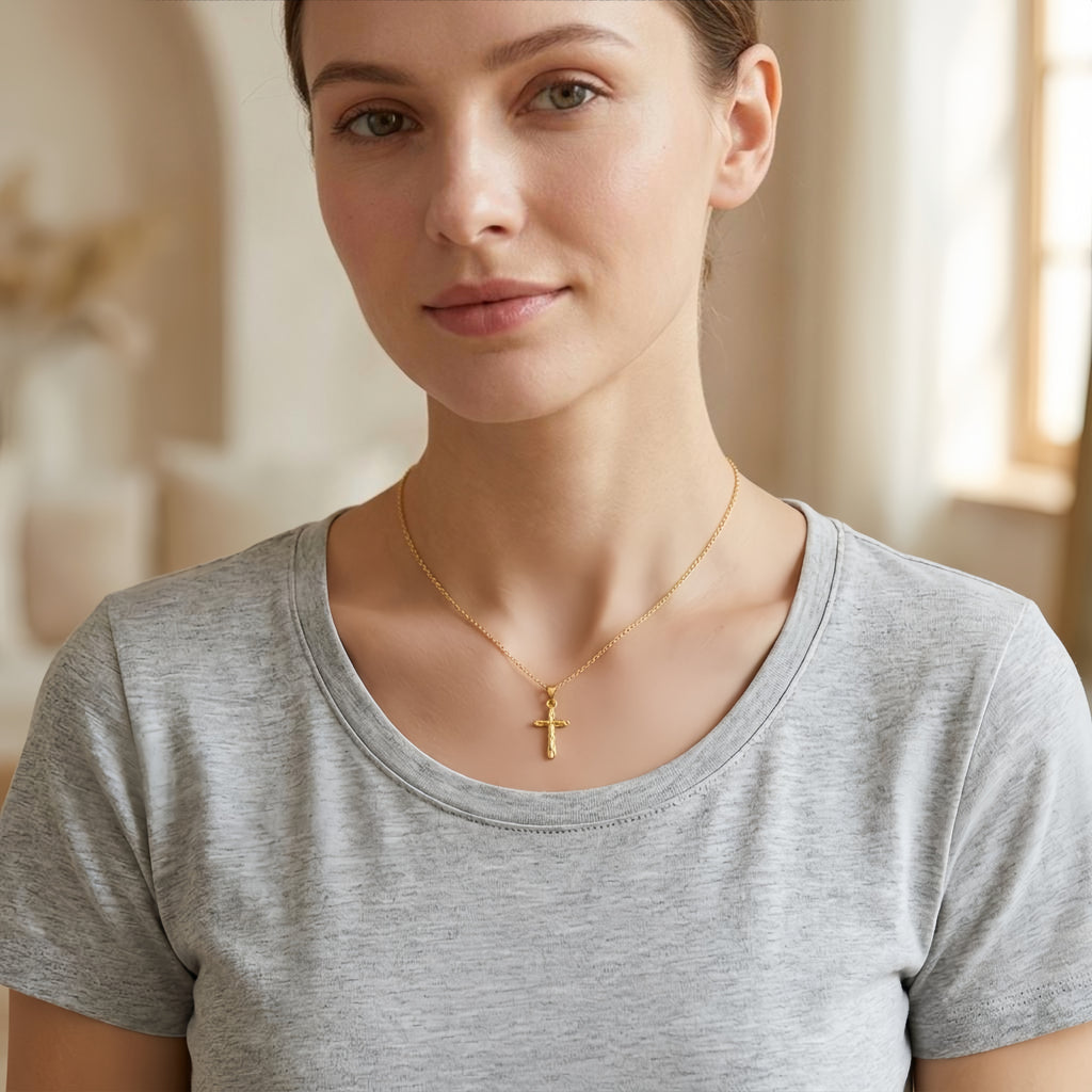 Gold Cross Sterling Silver Necklace